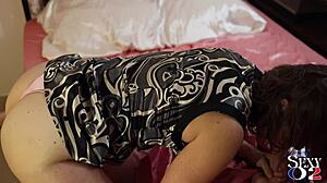 french amateur slut in pink satin panties fucks deepthroat ass to mouth 😈