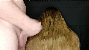 i came on my stepmom's long hair and she didn't mind. close up of the taboo cumshot.