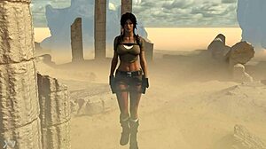 lara and sheva as dorky explorers with clothes ripped in adventure