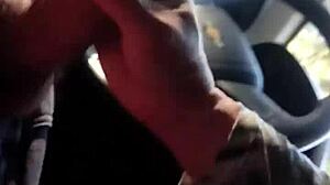 Brazilian shemale gives oral in a quick car session!