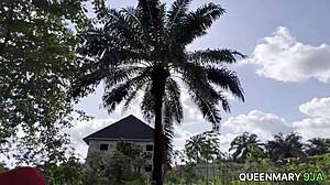 hot ebony girl got fucked doggystyle outside husbands house with monster cock riding and sucking