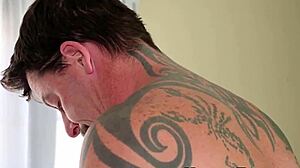 horny masseuse sucks dick through gloryhole with handjob and cumshot in lingerie