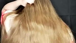 i came on my stepmom's long hair and she didn't mind. close up of the taboo cumshot.