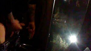 Man jerks off alone in public car