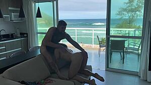 Horny Latina Arrives from Beach and Cums Deliciously on Bandit's Cock