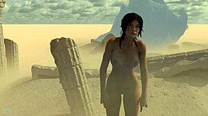 lara and sheva as dorky explorers with clothes ripped in adventure