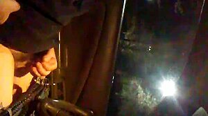 Man jerks off alone in public car