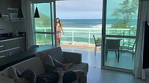 Horny Latina Arrives from Beach and Cums Deliciously on Bandit's Cock