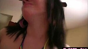 sexy latina andi rubs pussy in pants during lap dance orgasm