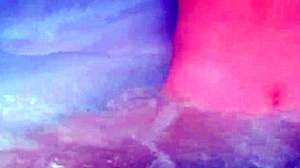 Tattooed Russian teen gropes tight pussy with fingers and toys in bathroom