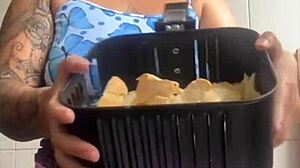 She's flashing her big swollen pussy as an exhibitionist.