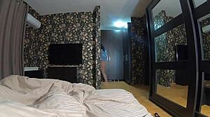 a lot of cum on my new sky blue down jacket and white pantyhose for my impotent husband- preview