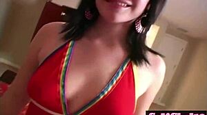 sexy latina andi rubs pussy in pants during lap dance orgasm