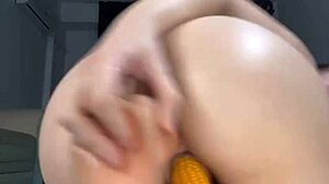 Intense Double Dildo Penetrates Tight Pussy and Virgin Ass for Orgasm