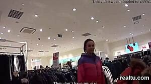 Czech nympho seduced in shop for pov blowjob.