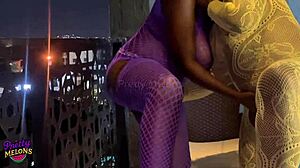 i watch two horny ebony teens finger each other on the balcony until squirting