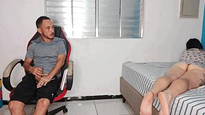 Excited Stepsister Bends Over to Tease Stepbrother with Curvy Ass