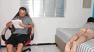 Excited Stepsister Bends Over to Tease Stepbrother with Curvy Ass