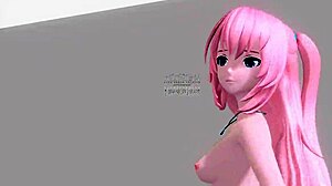 hatsune miku and luka dance nude in world end dancehall, big tits and ass on display