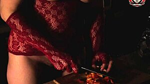 Naked cooking with hairy beaver and monster cock!