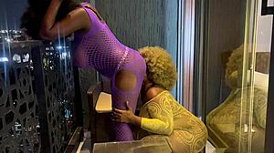 i watch two horny ebony teens finger each other on the balcony until squirting