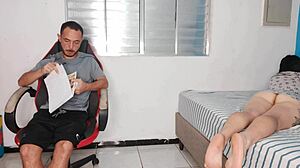 Excited Stepsister Bends Over to Tease Stepbrother with Curvy Ass