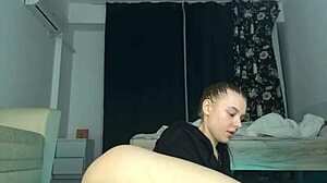 Intense Double Dildo Penetrates Tight Pussy and Virgin Ass for Orgasm