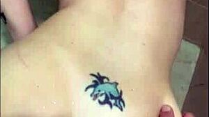 Wife gets fucked on bathroom floor in doggystyle POV.