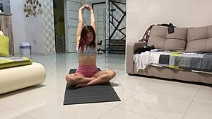 i'm angie elif, hot lil 18+ tits brunette, i luv playin my pussy aftuh yoga in da bedroom