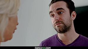 Bratty step mother Sara St Clair agrees to pleasure her pervy stepson for extra cash in taboo hardcore sex with blonde MILF tits and big ass