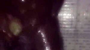 Wow, quick masturbation with big black cock before shower time!