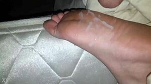 Intense cumshot explodes onto sexy feet