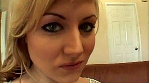 Busty blonde babe in extreme deepthroat foursome teaser