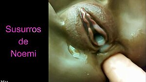 Shaved pussy masturbating with dildo, cum creampie orgasm