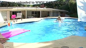 Ally Ann Sexy Blonde Cutie Poolside Huge Cock Deepthroat Blowjob And Cum Facial!