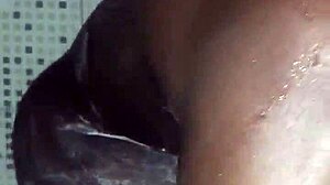 Wow, quick masturbation with big black cock before shower time!