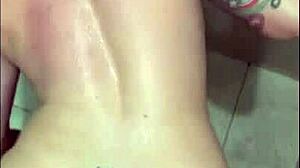 Wife gets fucked on bathroom floor in doggystyle POV.