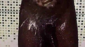 Wow, quick masturbation with big black cock before shower time!