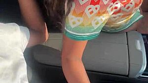 Playing With Big Black Cock In The Car For Outdoor Handjob And Blowjob