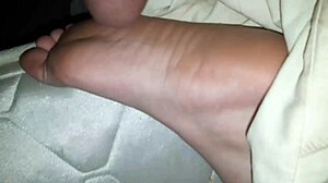 Intense cumshot explodes onto sexy feet