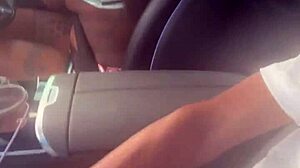 Playing With Big Black Cock In The Car For Outdoor Handjob And Blowjob