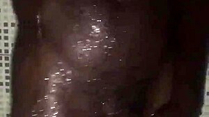 Wow, quick masturbation with big black cock before shower time!