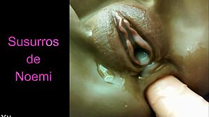 Shaved pussy masturbating with dildo, cum creampie orgasm