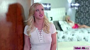 Christie gets entertained by stepdaughter with scissoring and rimjob!