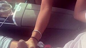 Playing With Big Black Cock In The Car For Outdoor Handjob And Blowjob