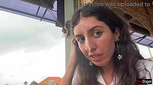 Girl Walks With Cum On Face In Cafe, Eats Pizza And Swallows Cum