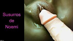 Shaved pussy masturbating with dildo, cum creampie orgasm