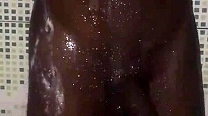 Wow, quick masturbation with big black cock before shower time!