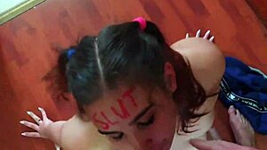 lipstick slut face fucked slapped and spat on hard!