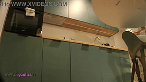 Panties flash from cute housewife in miniskirt!